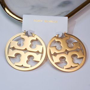 Tory Burch Miller Hoop Matte Circle Earrings (18K Gold-Plated) BRAND NEW